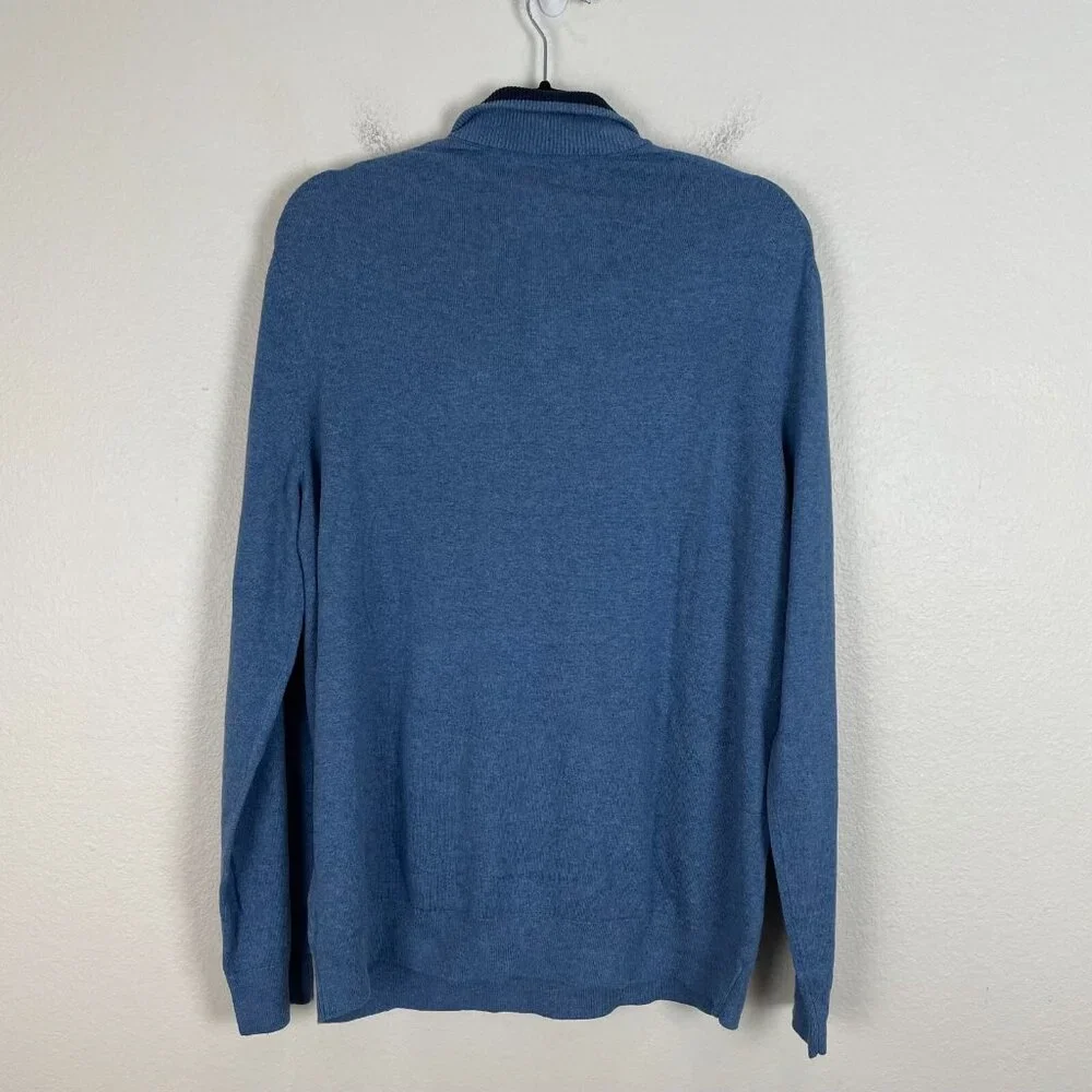 Banana Republic Mens XL Premium Luxe Yarn Blue Quarter Zip Pullover Sweater Knit